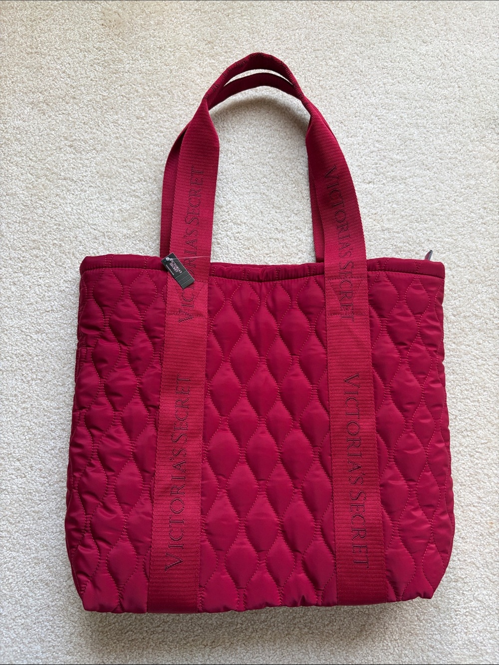 NWT Victoria's Secret Quilted large red tote bag